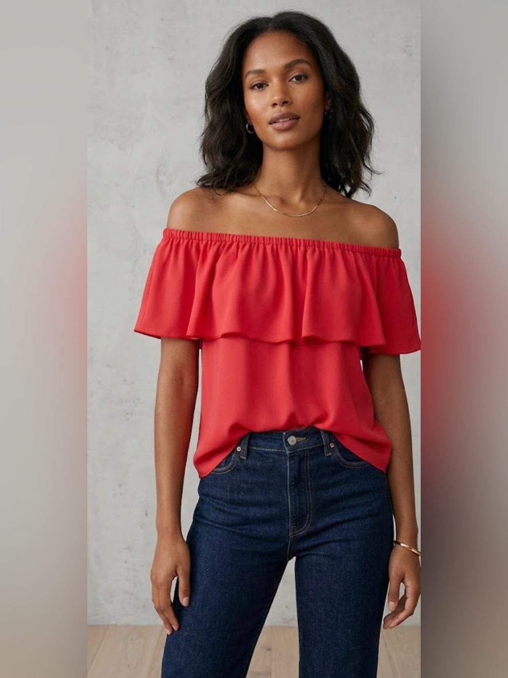 Retail~ 98$ 🌹Wilfred bright red Off-Shoulder Ruffle Top